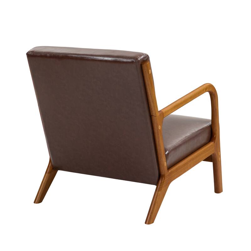 Mid-Century Modern Upholstered Accent Chair with Wood Frame