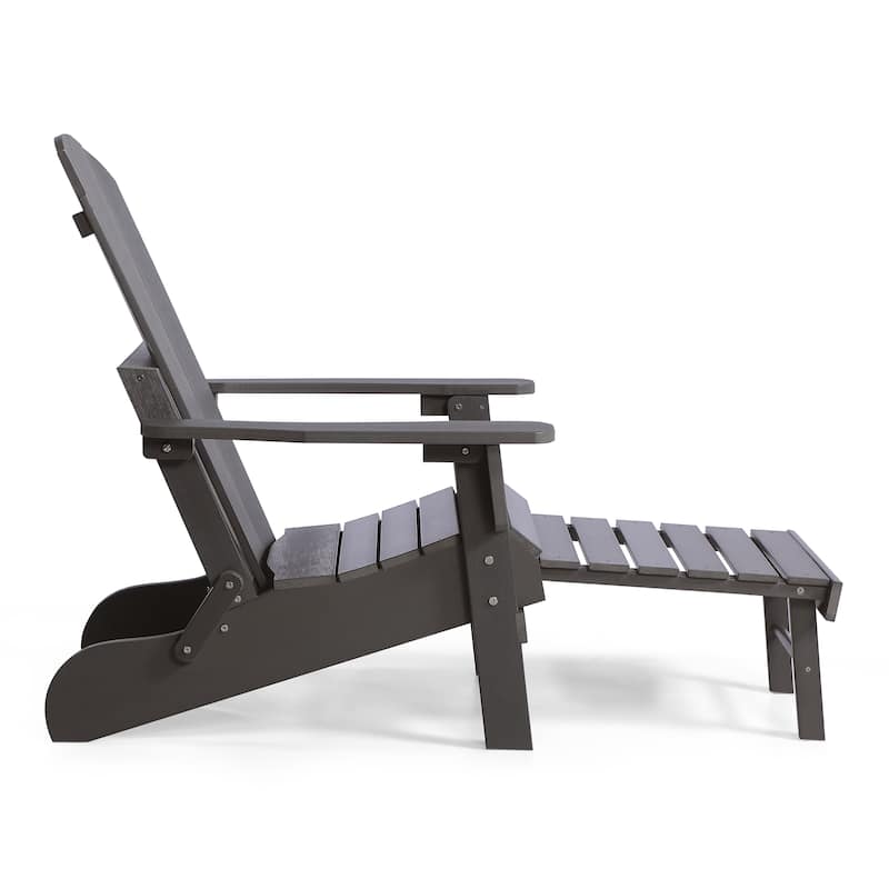Hurley Folding Poly Adirondack Chair with Pull-out Ottoman (Set of 2)