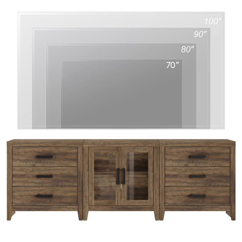 WAMPAT TV Stand for TVs up to 85 Inch, 3 in 1 Multifunction Entertainment Center with Drawers and Glass Doors - n/a