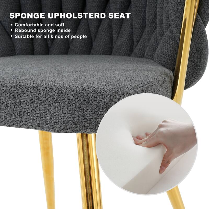 Modern Dining Chair with Metal Legs (Set Of 2)