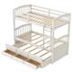 Contemporary Casual Style Twin over Twin Wood Bunk Bed with Trundle and Drawers, with High-quality Solid Wood for Bedroom
