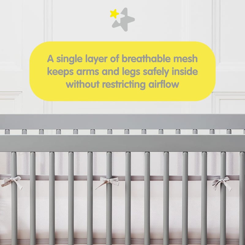 BreathableBaby Breathable Mesh Liner for Full-Size Cribs, Deluxe 4mm Mesh (Size 4FS Covers 3 or 4 Sides)
