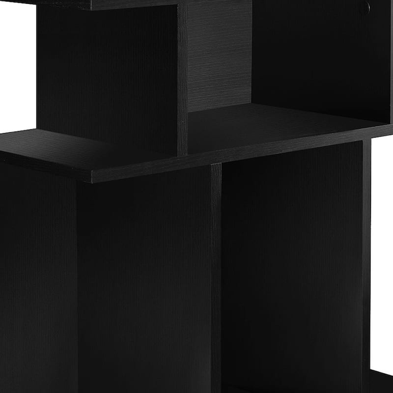 HomeRoots 24" Black Wood End Table With Six Open Shelves - 11.75
