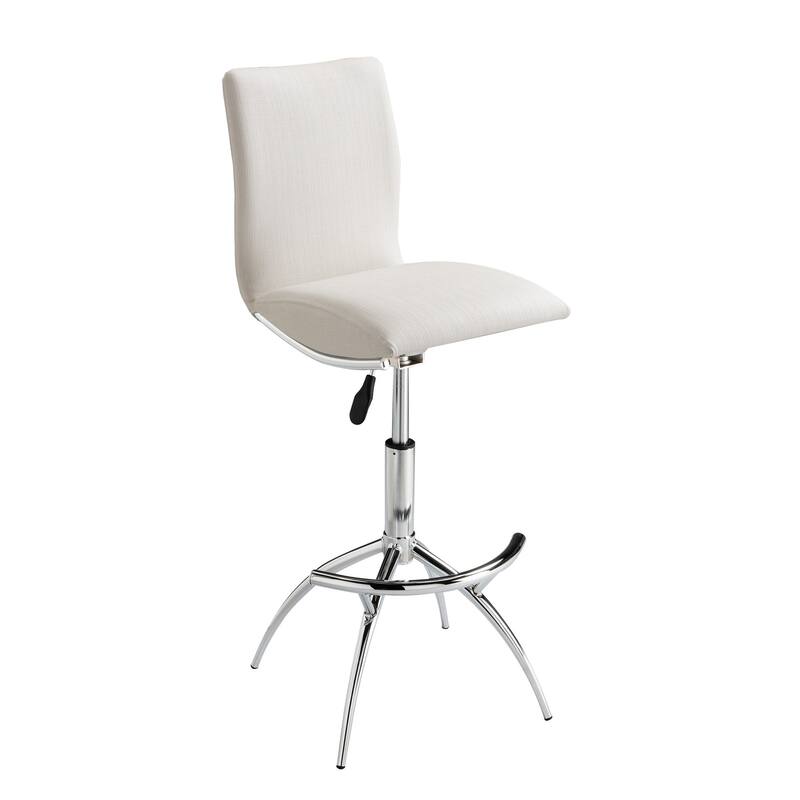 Modern Barstool Leatherette/Chrome Adjustable Height In Black Color