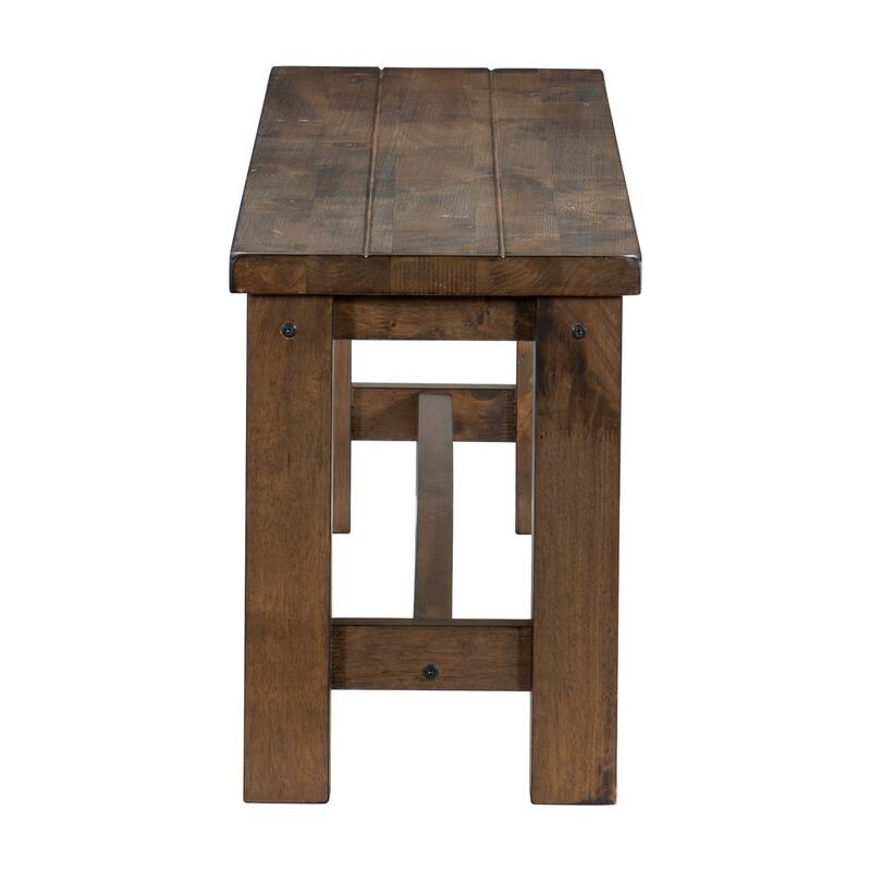 Classic Transitional Design Bench 1pc Solid Rubber Wood Dining Furniture Burnished Brown Finish