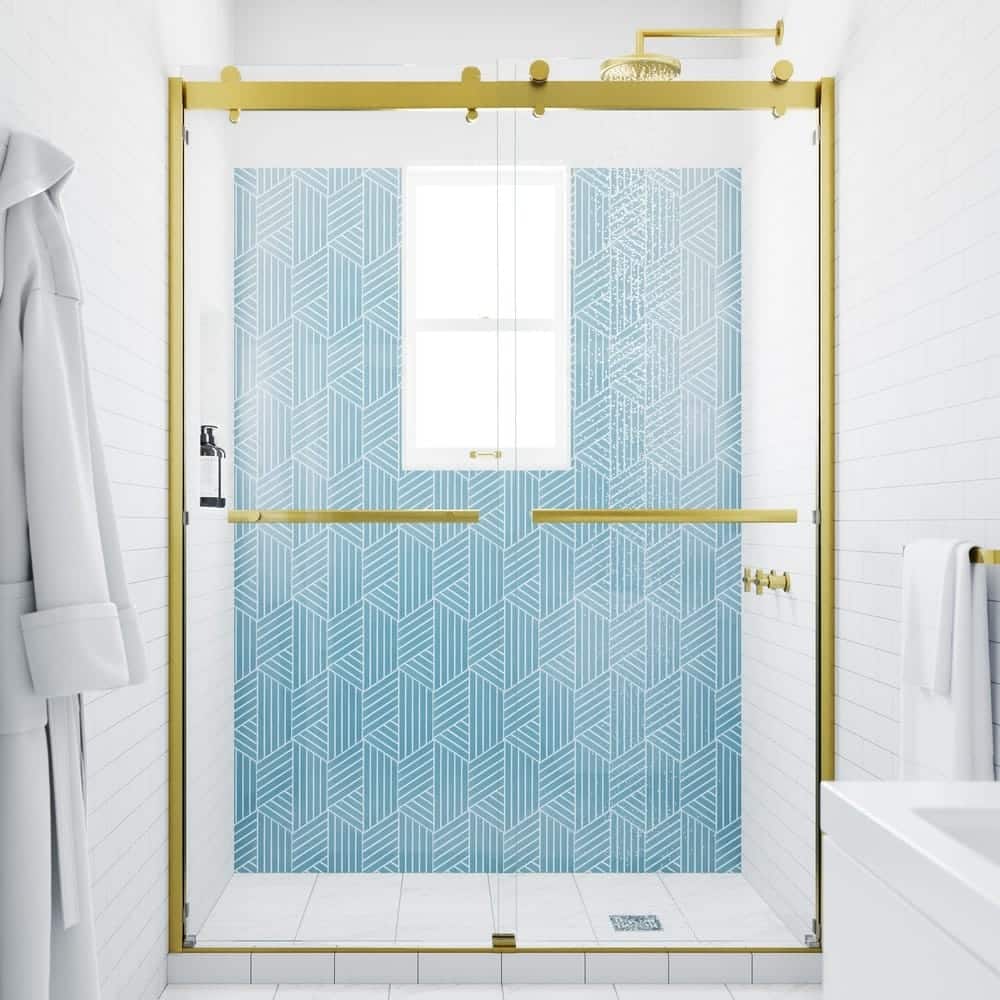 Seawin Mara Frameless ByPass Sliding Glass Shower Door 44 - 48 in. W x 78 in. H 3/8 in. (10 mm) Thick Clear Tempered Glass