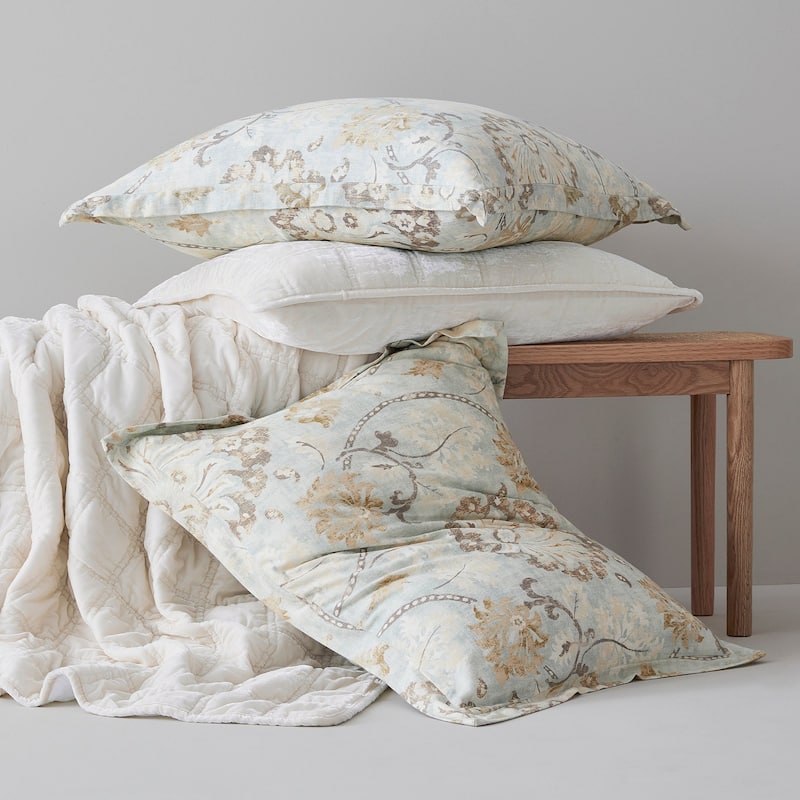 HiEnd Accents Stella Faux Silk Velvet Romantic Western Double Box Stitch Throw Blanket, 50"x60"