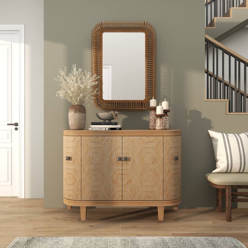 Brown Wood Handmade Woven Room Wall Mirror