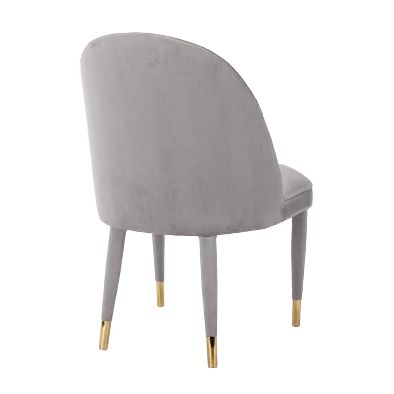 Velvet Upholstered Ripple Thread Leisure Single Dining Chair with Solid Wood Foot（set of 2）