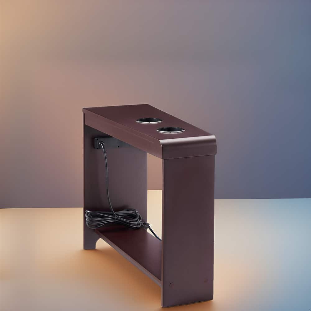 Narrow End Table with Charging Station - Side Table Nightstand with Storage, 2 Power Outlets & 2 USB Ports