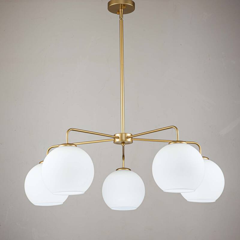 5-Light Modern Dimmable Sputnik Glass Globe Bubble Island Chandelier with Clear Glass Globe Shades