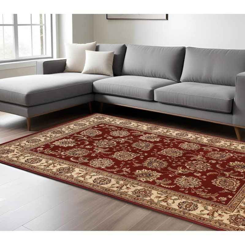 HomeRoots Oriental Traditional Runner Area Rug - Brown/Red - 114.00 in. x 78.74 in.  x 0.43 in. - Rectangle