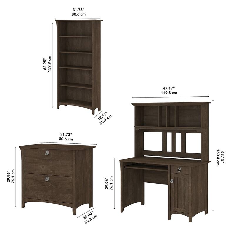Bush Salinas Mission Desk with Hutch Office Suite in Cape Cod Gray