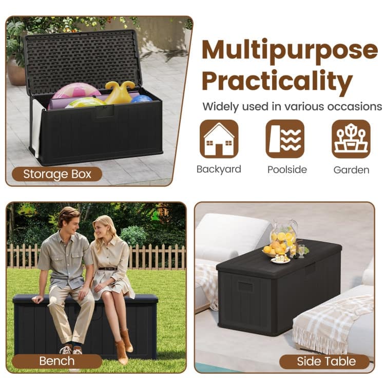 HDPE Outdoor Storage Deck Box with Aluminum Lid and Bench Top - 51" x 25" x 23"