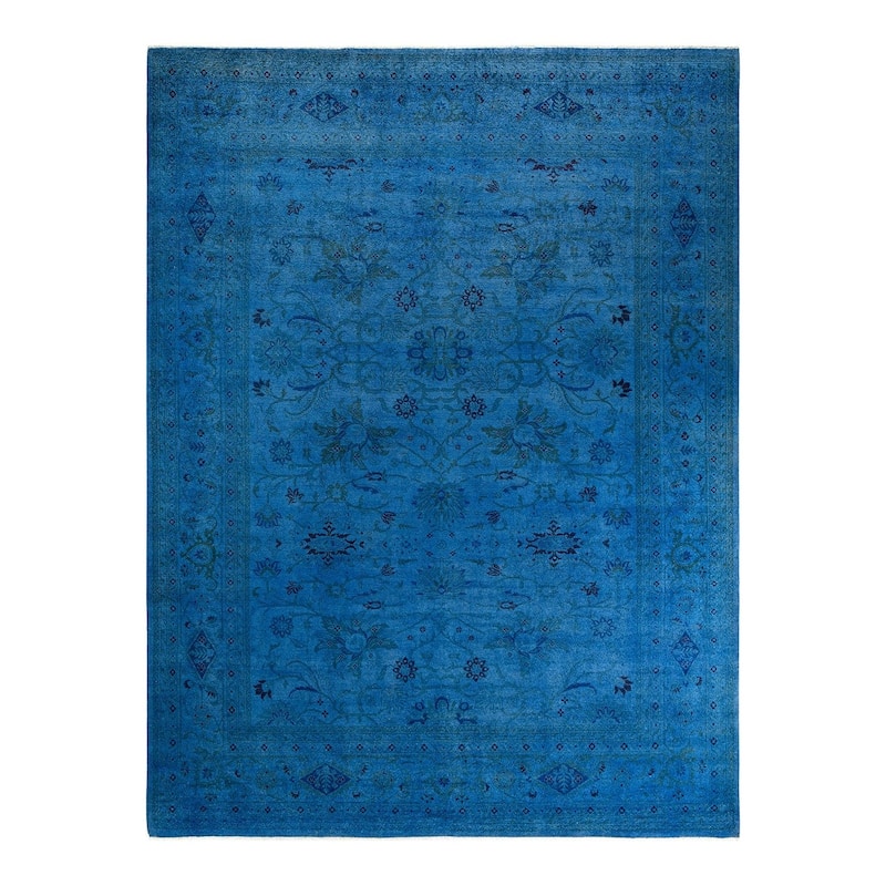 Vibrance, One-of-a-Kind Hand-Knotted Area Rug - Blue, 9' 1" x 12' 1" - 9' 1" x 12' 1"