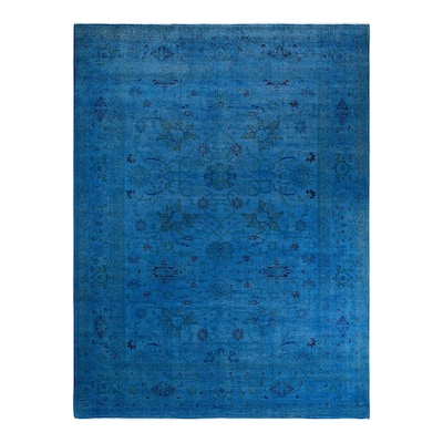Vibrance, One-of-a-Kind Hand-Knotted Area Rug - Blue, 9' 1" x 12' 1" - 9' 1" x 12' 1"
