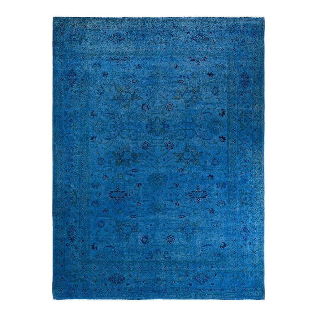 Vibrance, One-of-a-Kind Hand-Knotted Area Rug - Blue, 9' 1" x 12' 1" - 9' 1" x 12' 1"