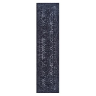 LOOM & LUXE Black/Gray 2'6''x10' Runner Area Rugs - 120" D x 30" W x 0.14" H