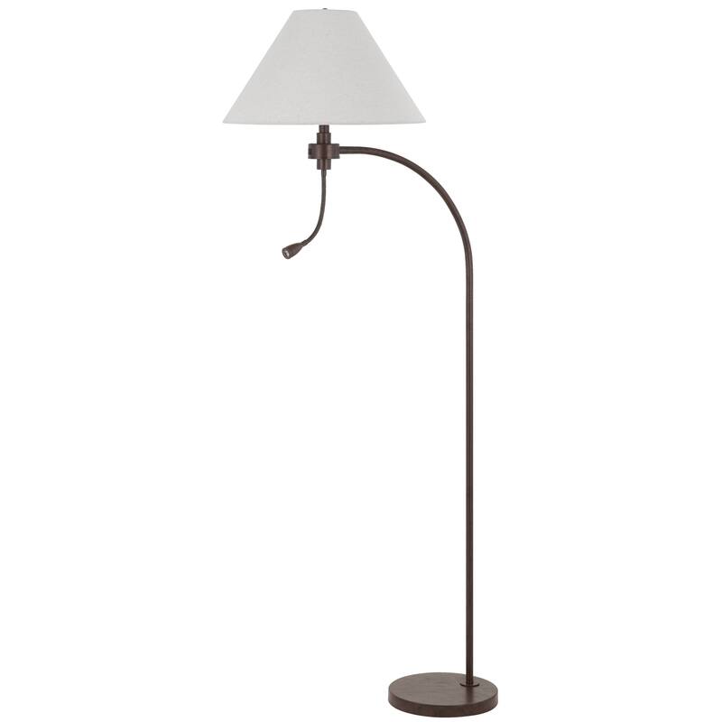 Ashy 68 Inch Floor Lamp, Gooseneck LED, White Shade, Black Arc Pole