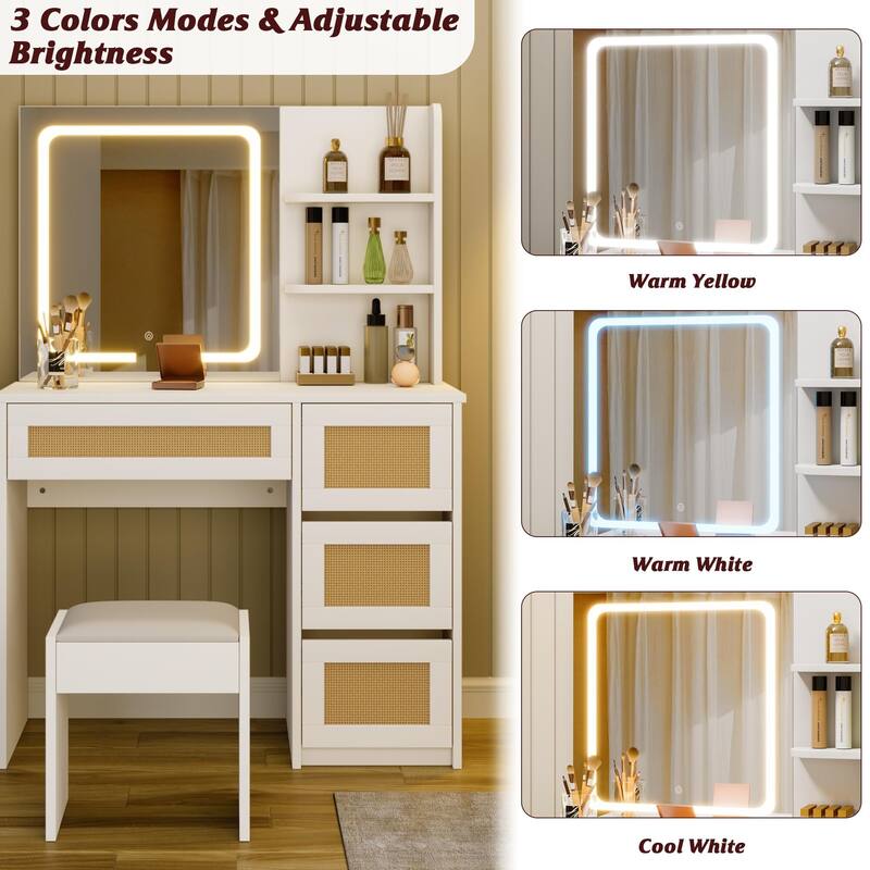 Makeup Vanity with Mirror and LED Light