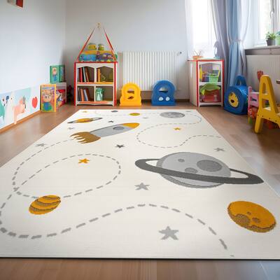 World Rug Gallery Cosmic Adventures Planet Kids Play Area Rug