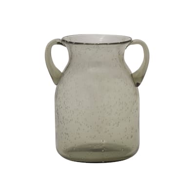 Elements Green Handled Glass Vase, 6X7 Inch