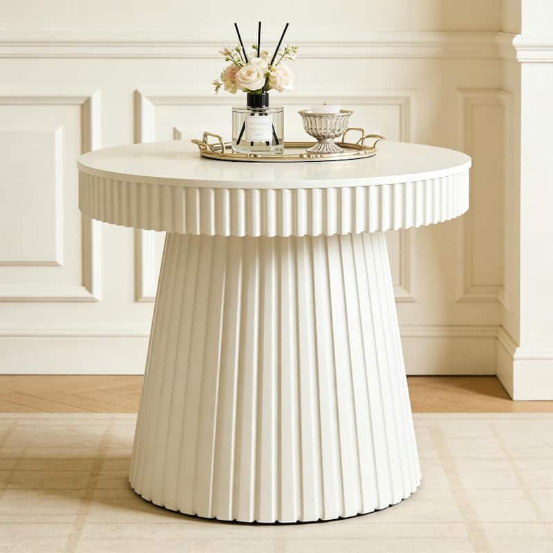 Round Modern End Table, 31.5 Inches Accent Side Table, Small Dining Table, Nightstand & Bedside Table for Living Room, Bedroom