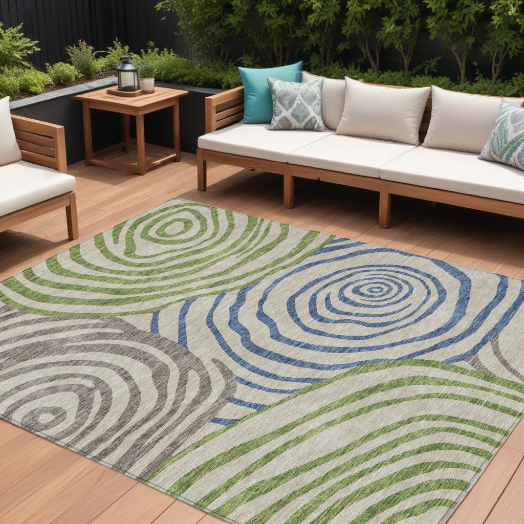 HomeRoots Abstract Transitional Rectangle Outdoor Rug