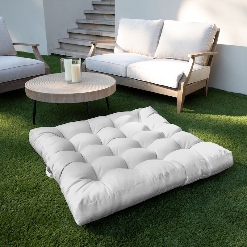 Sorra Home Sunbrella Outdoor Tufted Floor Pillow Single - 40 in H x 40 in W x 5 in D - Retain Snow