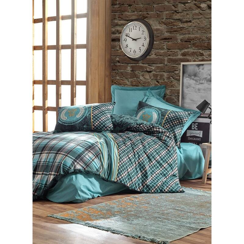 SUSSEXHOME Black Green Stripes Duvet Cover Set Teal, Hypoallergenic
