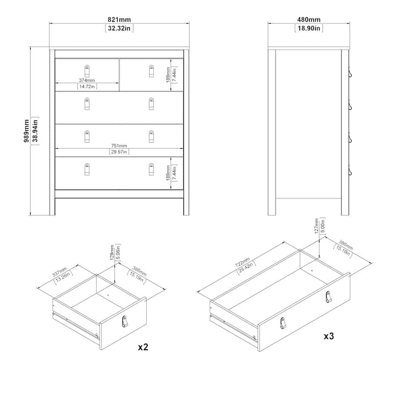 Porch & Den Madrid 5 Drawer Chest