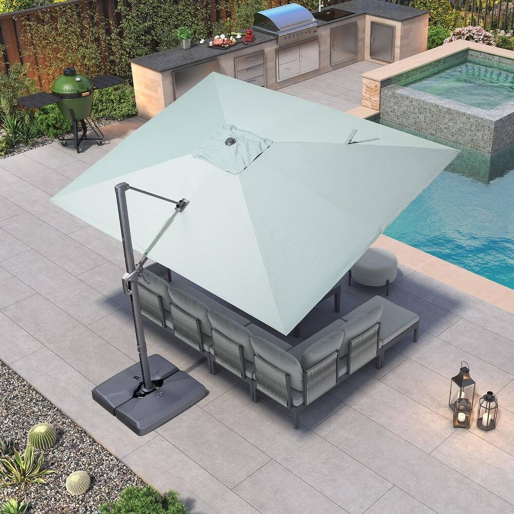 PURPLE LEAF 10 × 13 ft Stylish UV50+ Fade Resistant Patio Cantilever Umbrella with 360-degree Rotation