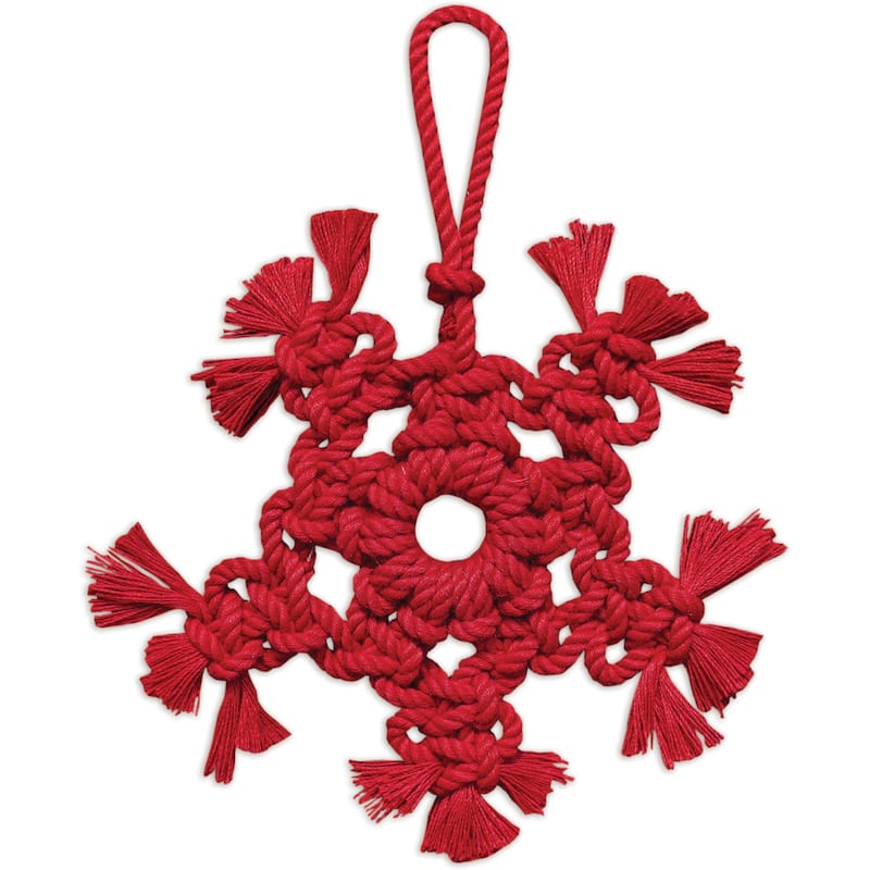 Red Snowflake Ornament 5" -Set of 4