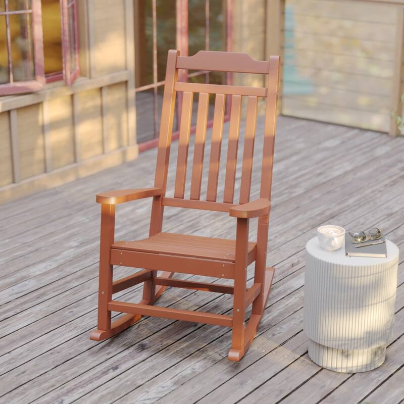 All-Weather Rocking Chair in Faux Wood - Patio and Backyard Furniture