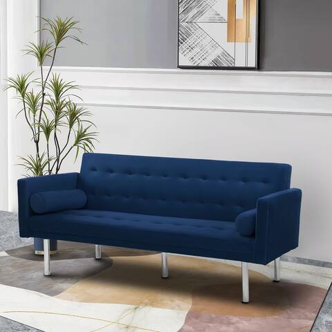 Futon Couch Sofa Bed, Fabric Sleeper Futons Convertible Loveseat Furniture with Pillows for Living Room