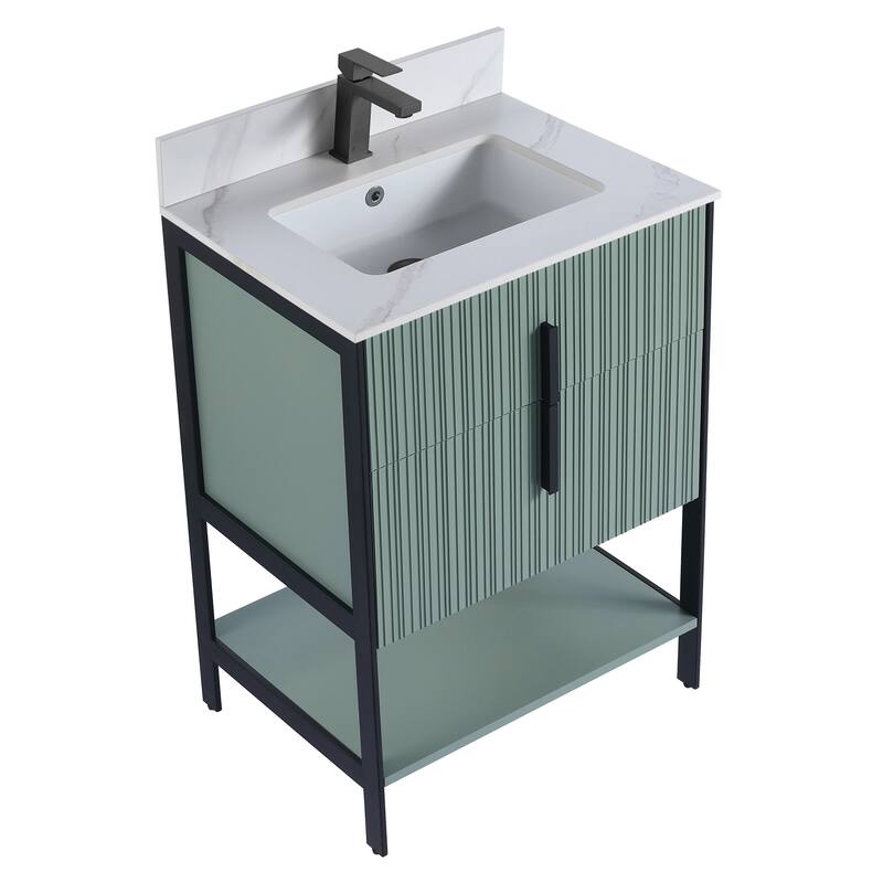 Fine Fixtures Serenity Modern Bathroom Vanity with White Carrara Stone Top