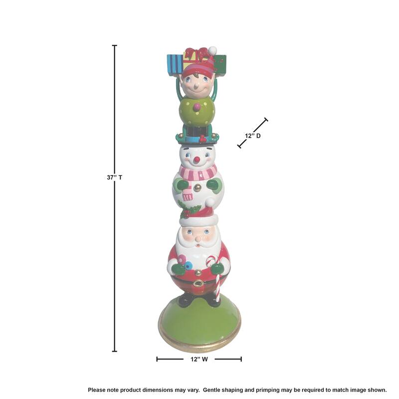 37" Resin Elf Snowman Santa Stacker
