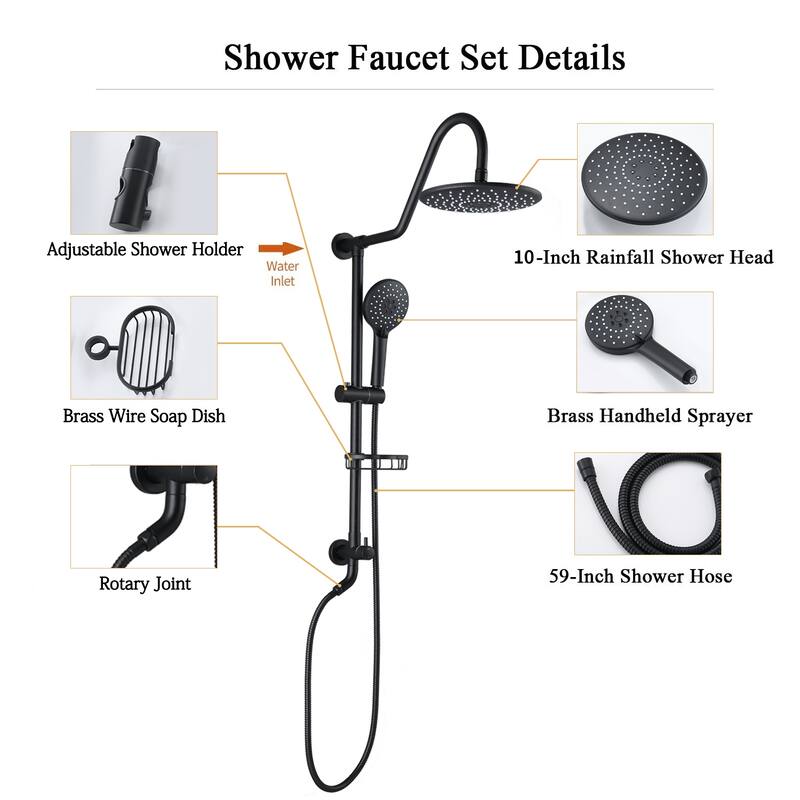 PROOX 10" ABS Rain Showerhead System with Shower Hand Sprayer w/ Soap Dish Not Valve