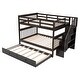 preview thumbnail 5 of 13, Stairway Full-over-Full Bunk Bed with Twin size Trundle and Guard Rail, Espresso