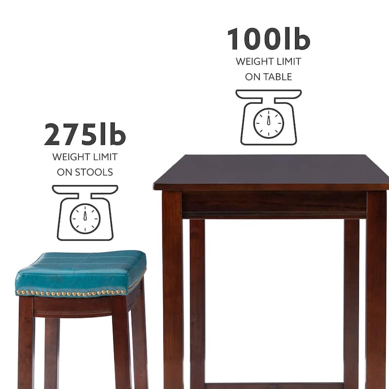 3-Piece Counter Table and Stools - 47.25" - Brown and Blue