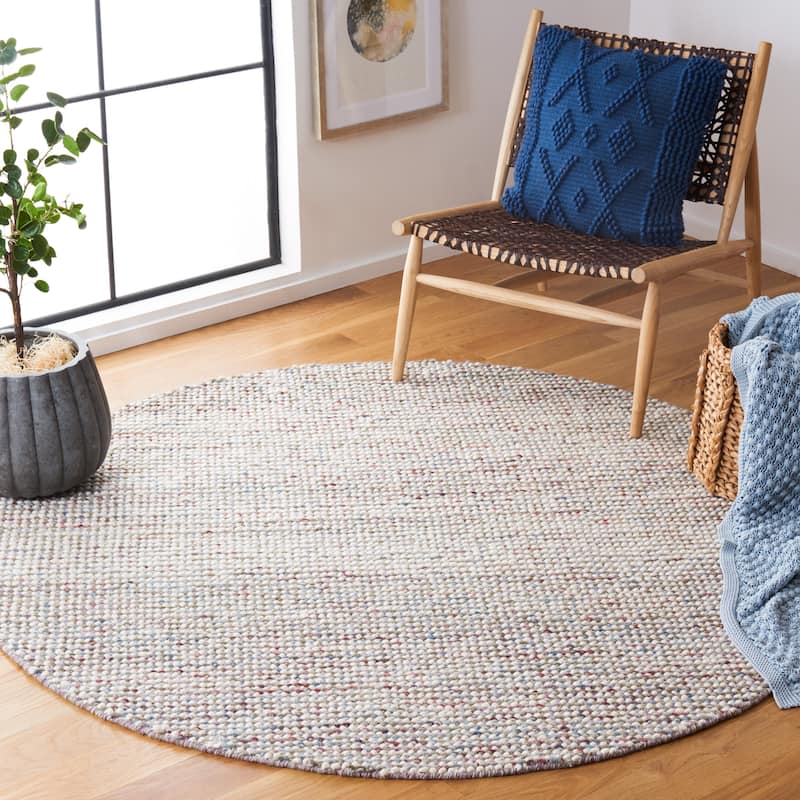SAFAVIEH Handmade Vermont Coretta Wool Rug - 6' Round - Ivory/Grey