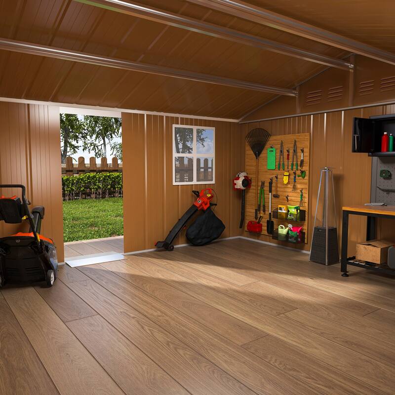 12x10 FT Heavy-Duty Metal Storage Shed with Windows, Lockable Door & Ventilation - Weatherproof Outdoor Garden Shed