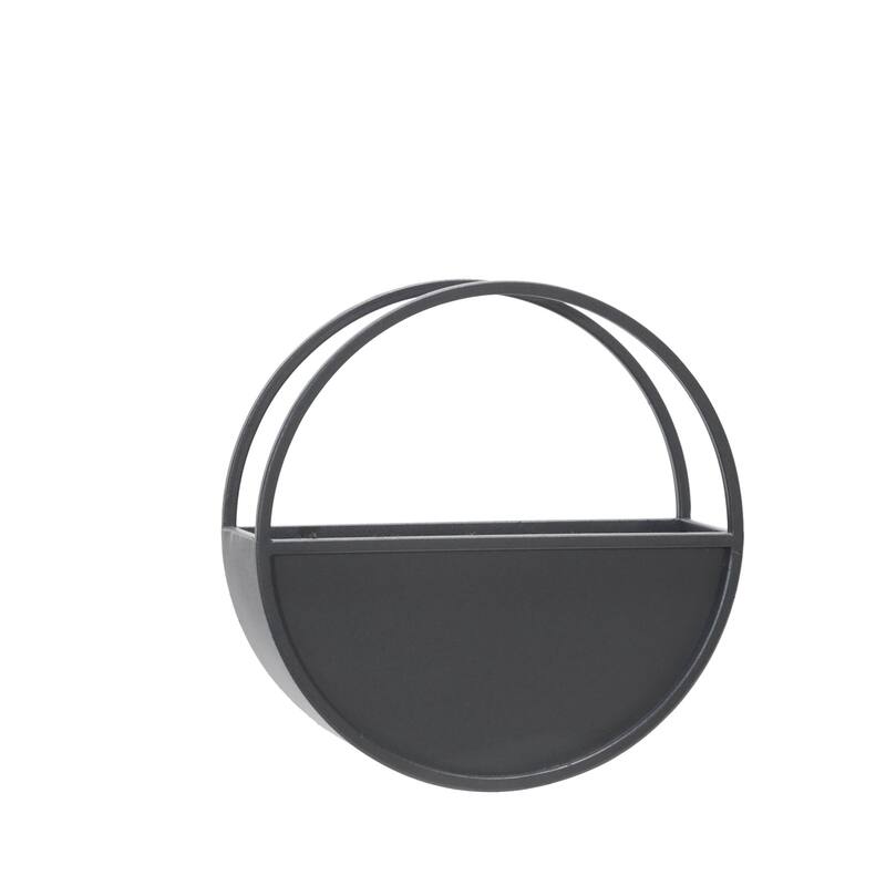 Sagebrook Home Modern Set of 2 Metal Round Wall Planters Black Iron Plant Holders for Indoor/Outdoor - 12" x 4" x 12"