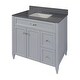 preview thumbnail 38 of 109, Vail 37" Bathroom Vanity with Cultured Marble Top Sink w/ Backsplash in White with White Basin