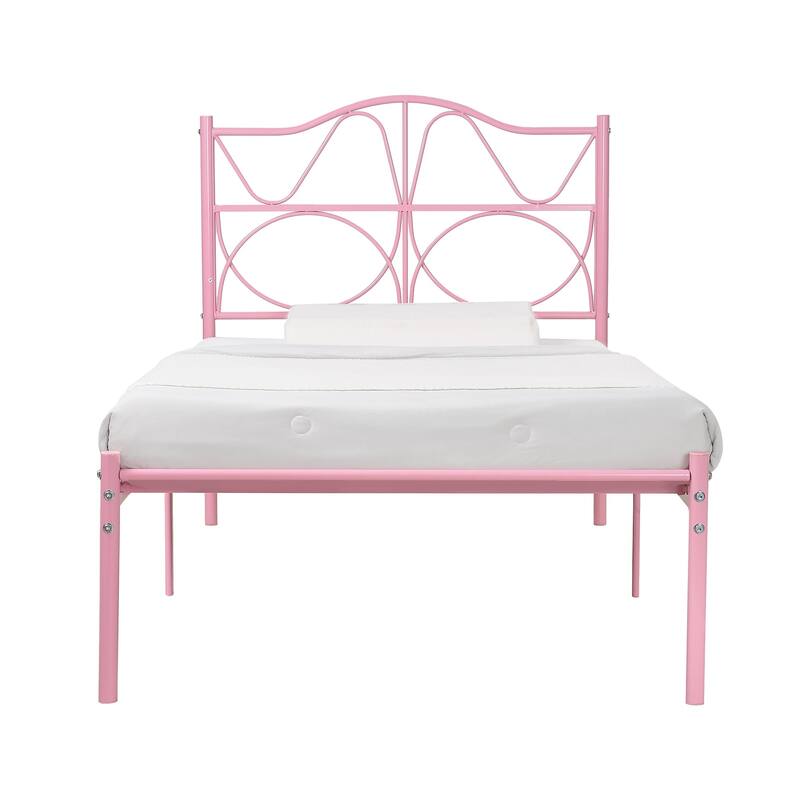 Javlergo Metal Platform Bed Frame with Elegant Headboard, Heavy Duty Steel Slats Support/No Box Spring Needed