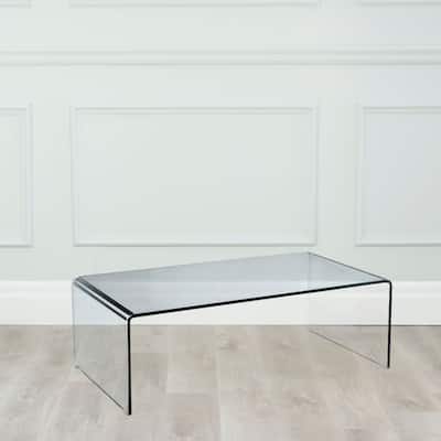 Curvo Clear Tempered Glass Waterfall Coffee Table