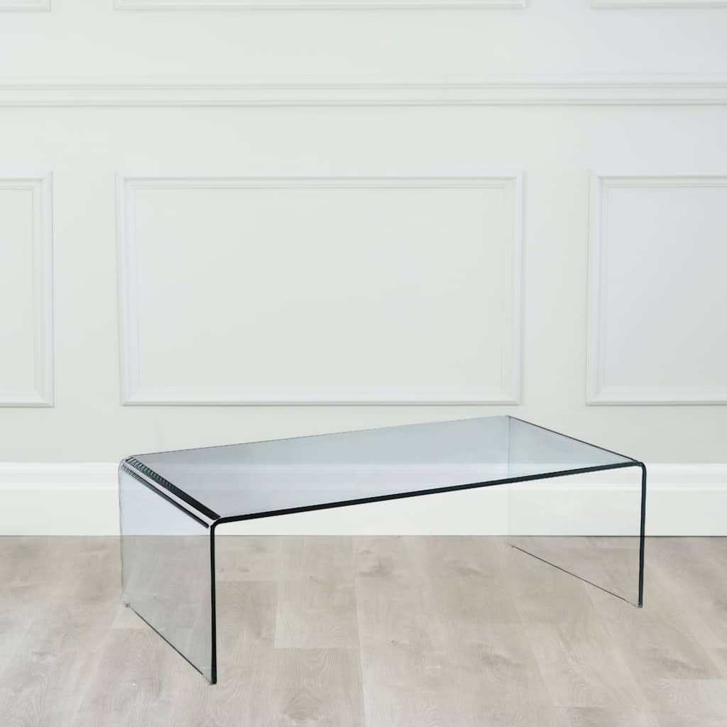 Curvo Clear Tempered Glass Waterfall Coffee Table