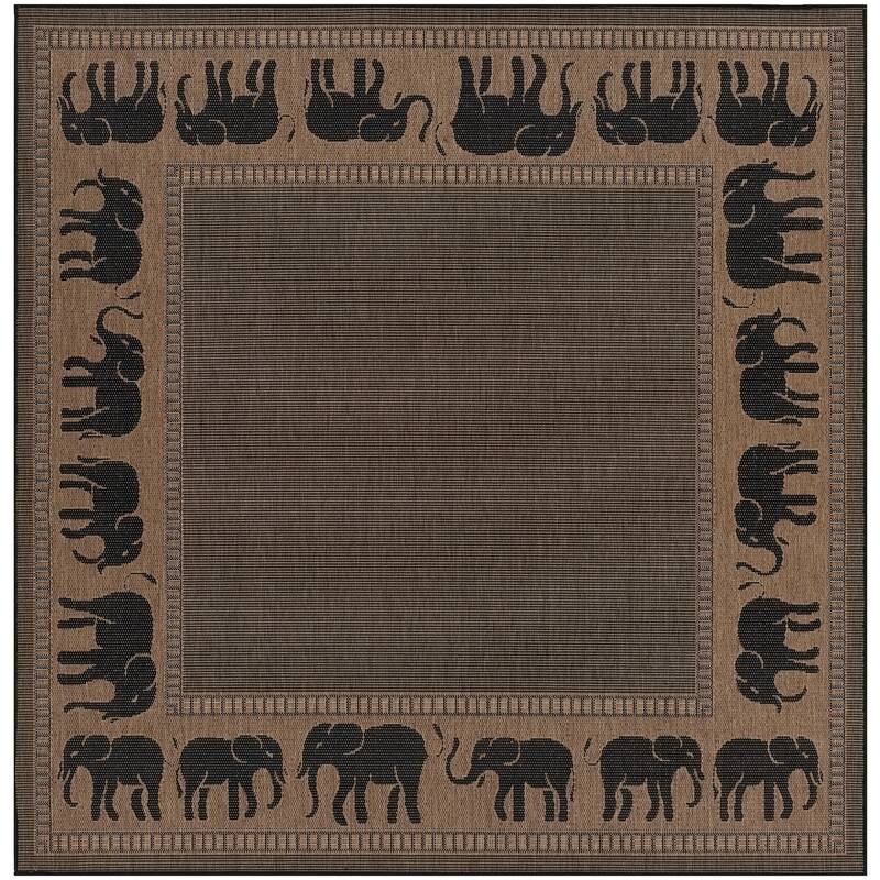 Dream Decor Rugs Pergola Global Cocoa Brown Black Outdoor Area Rug - 8'6" Square