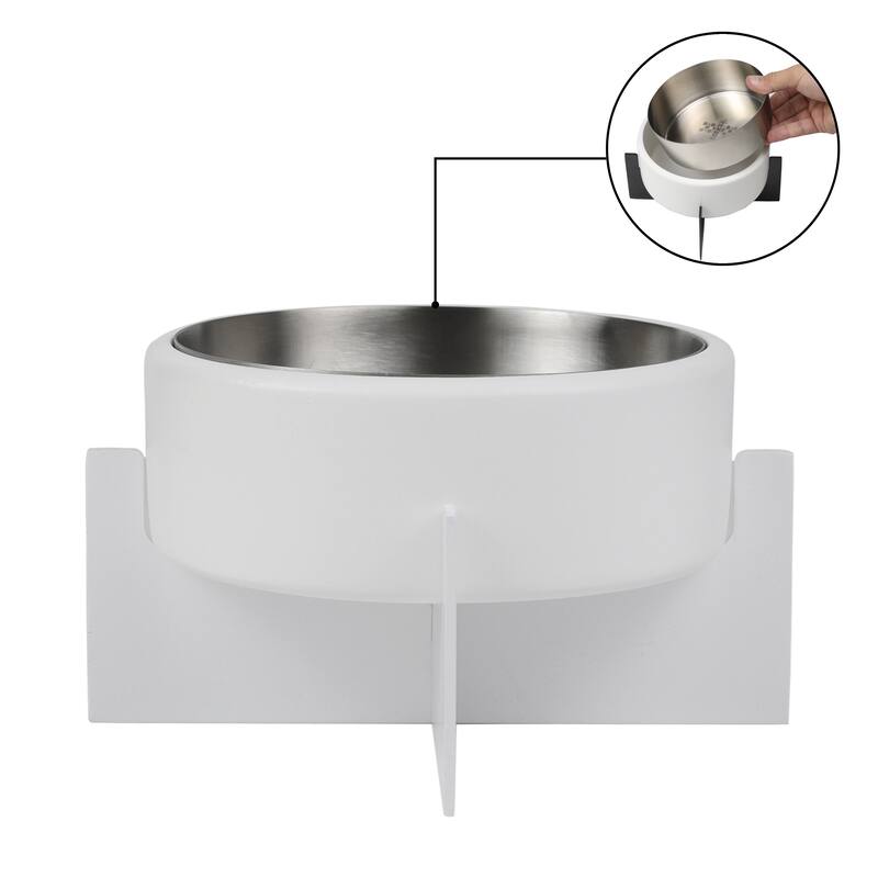 Intersecta Concrete & Steel Pet Feeder - 16oz with Metal Stand