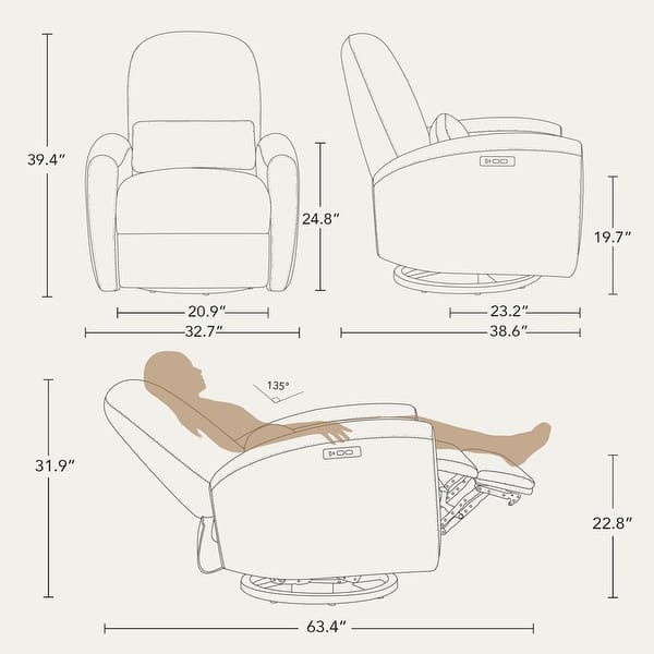 Freya Power Swivel Glider Recliner Nursery Chair